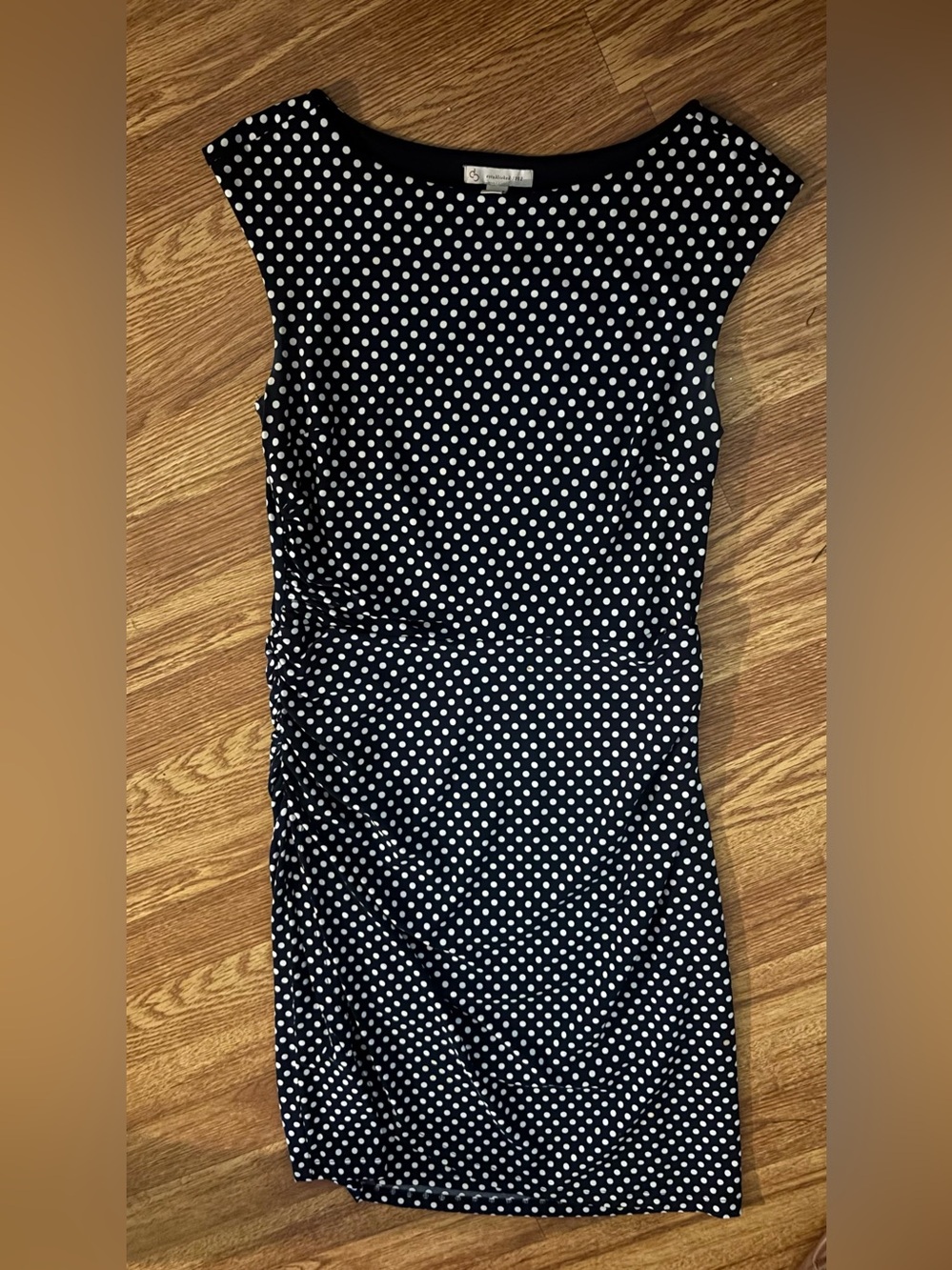 Dress Barn Black & White Polka Dot Sleeveless Sheath Dress